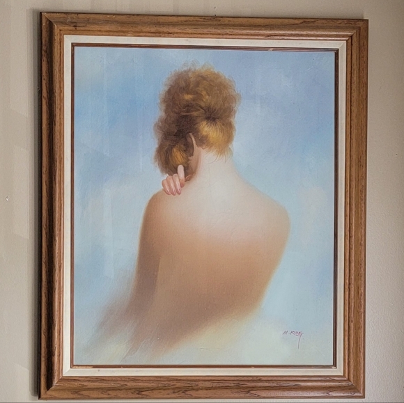 BEAUTIFUL VINTAGE 25X29 " FRAMED OIL ON CANVAS PAINTING SIGNED BY M. KING - Picture 9 of 14